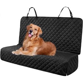 غطاء مقعد سيارة للكلاب للمقعد الخلفي - 54 "W × 49" لذيذ PET مقاوم للماء ، 600D PRATCH PRINCTION NOND SLIP FORCS/TRUCTS/SUVs ، ملاءمة عالمية مع اللوحات الجانبية والوصول إلى حزام المقعد - الأسود