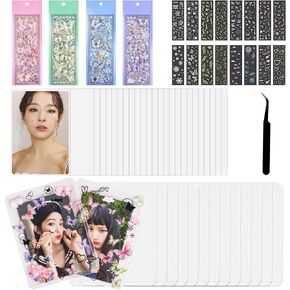 حاملي Paskiss Photocard و Deco Kit ، 15 لاعبا من أعلى الصلبة ، 50 أكمام سميكة فائقة و 40 ملصقات ثلاثية الأبعاد المعبود صورة Ablum Photo Clear Protector Kpop photocards polaroids