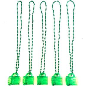 28 Pcs St. Patrick's Day Beads Necklaces Irish Festival Shot Glass Beads Necklaces St. Patrick's Day Green Beer Mug Parade Party Decorations