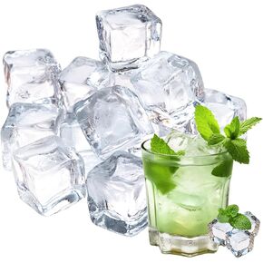 100 PCS ICE CUBE 0.7 '' Acrylic Ice Cube ، حشو مزهرية لمكعبات الثلج القابلة لإعادة الاستخدام للقطاعات المركزية (أبيض)