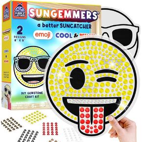 Sungemmers Emoji Cool & Wink Window Art Kit - DIY Diamond Art Suncatcher Craft للأطفال الذين تتراوح أعمارهم