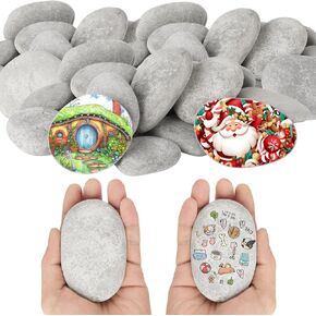 ACXFOND 40 PCS صخور كبيرة إضافية للطلاء ، 25 ٪ 2-3 "و 15pcs 3-4" River Rocks Rovel Rocks Smooth Smooth Rocks for Arts for Kids و Crafts and Family DIY Project