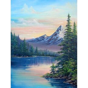 yiyue Diamond Art Painting kits للمبتدئين ، مجموعة الطلاء الرقمية الكاملة Round 5D Drill Digital ، Flause Rivers Diamond Painting للبالغين ، طلاء DIY بأرقام ديكور الجدار المنزلي 12x16inch ، رقم 11