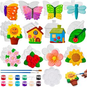 مجموعة الطلاء Butterfly WDAHDHP ، 12 مساءً جاهزة لطلاء التماثيل الفراشة الخاصة بك ، الحرف اليدوية غير المصبوغة مع طلاء لوحة الفرشاة لمستلزمات الحرف الربيعية