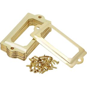 فقط Kxy 17pcs Iron Metal Label Box Drawer Card Card Frame حامل بطاقة اسم ملف بطاقة الأثاث ملحقات حالة الأحرف 2.7x1.2inch (الذهب)