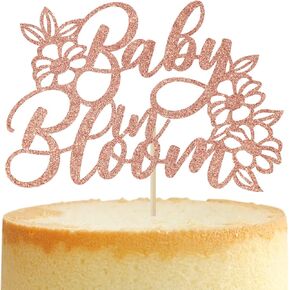 Baby in Bloom Cake Topper - Gender Reveal Cake Decoration - Pregnancy Announcement/Wecome Baby Party Supplies(Rose Gold)