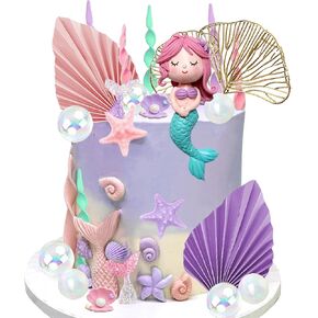 Mermaid Cake Toppers Under the Sea Mermaid Tail Cake Decorations for Birthday Baby Shower Party Supplies (Style 2)