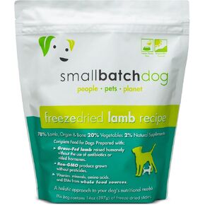 Smallbatch Pets Freeze-Dried Premium Raw Food Diet for Dogs, Lamb Recipe, 14 oz, Made in The USA, Organic Produce, Humanely Raised Meat, Hydrate and Serve Patties, Single Source Protein, Healthy