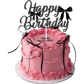 19pcs أقواس سوداء للكعكة ، كعكة القوس coquette/كب كيك توبيبر لزخارف حفلة عيد الميلاد