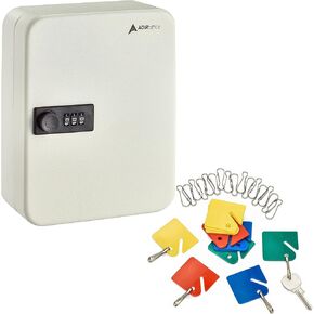 Adiroffice Combination Lock Keys Cabinet (30 Keys ، White) و Adiroffice Colored Bunding Bundle (حزمة 20) حزمة