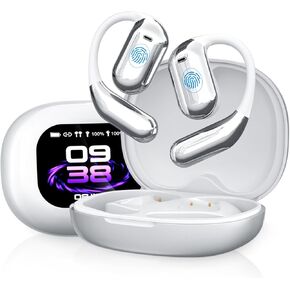 AI Language Translation Arebuds ، LCD Touchscreen Turch Time 144 Language Translator Headphones Open-Ear Translating Ear Buds Translator Headset لتعلم أعمال السفر (Black Gray)