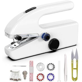 Handheld Sewing Machine,Two dear,Mini sewing machine,Easy to Use and Fast Stitch Suitable for Clothes,Fabrics, DIY Home Travel Electric Handheld Sewing Machine for Beginners（Greyish white）