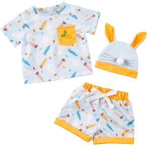 Babeside 3 PCS Reborn Baby Doll Cloths Preshing for 17-22 Inch Dolls ، أنماط الجزر اللطيفة BabyDolls مع قبعة دمية للدمى الواقعة الأولاد والبنات ، الأزرق