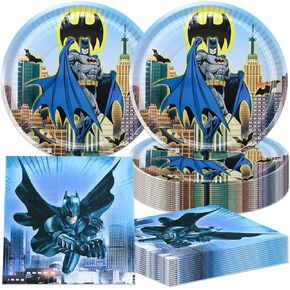 40pcs تشمل زخرفة حفلة عيد ميلاد Batmans مناديل ، لوحات ، لمستلزمات حفلة عيد ميلاد Batmens (BAT)