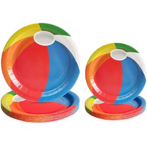 50 Pcs Party Plates, Beach Ball Paper Plates Party Supplies for Summer Beach Pool Ball, Disposable Tableware Sets, Serve for 25 Guests in Kuwait