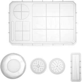 QWORK 5 PCS Resin Molds Silicone Molds for Epoxy Resin - Includes Large Rolling Tray, Grinder, Container, and Holder - Easy to Demold & Clean - for DIY Crafts & Gifts, DIY Resin Epoxy Kit