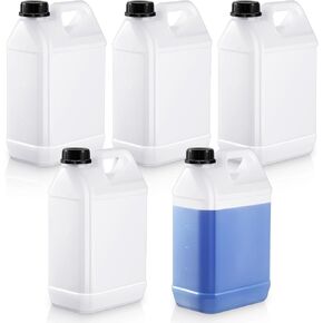6 Pcs 1 Gallon Plastic Jug with Lids Square Empty Storage Containers Plastic Jar Containers for Water Sauces Soaps Detergents Liquids Cleaning Solutions(Black) in Kuwait