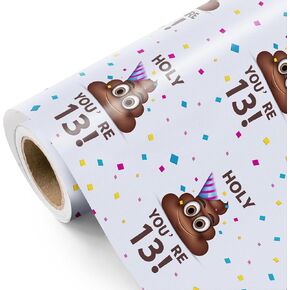 WRAPAHOLIC Funny 50th Birthday Wrapping Paper - Mini Roll - 17 Inch X 33 Feet - Holy Shit You're 50 Design for Birthday, Party, Prank