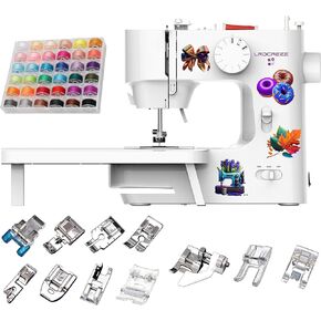 Portable Sewing Machine for Beginners and Kids with 12 Built-in Stitches,Reverse Sewing and Extension Table Mini Sewing Machine Dual Speed for Household and Travelling Use