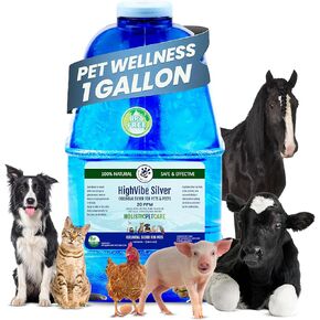 Holistic Pet Care HighVibe Silver- Colloidal Silver for Pets- 20 PPM 1 Gallon - for Dogs, Cats, Horses and All Pets