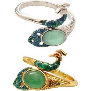 LJHYSD 2PCS CROCHET RING PEACOCK OPEN FABER RINGS GIDE GIDE THE CHENTTING TOULS CORCHET RING RING RINGS SHIMBLE ENCOME