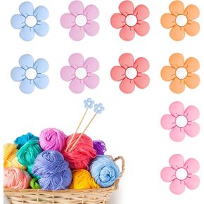 10Pack Knitting Needle Stoppers, Cute Flower Needle Point Protectors, Colorful Knitting Accessories, Needle Minder, Stop End Cap, Stitch Stoppers, Knitting Tools