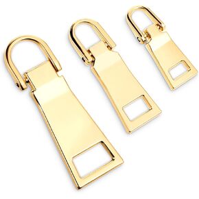3pcs Gold Zipper Pull Replacement Zipper Repair Zippers Tab Repair for Luggage Gold Zippers Slider Pull Tab for Backpack Jacket Suitcase Coat Handbags Sewing Notions and Supplies(Samll/Middle/Large)