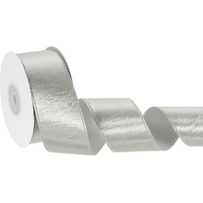 uxcell Sparkle Ribbon, 1.57" x 10 Yards Polyester Wired Edge Ribbon for Holiday Craft Decorations, Bows Making and Gift Wrapping, Silver