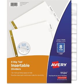 Avery (R) Worksaver (R) Tab Big Tab القابلة لإدراج المقسمات المعاد تدوير