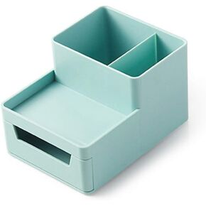 Pen Holder for Desk Pen Caddy with Drawer Pencil Organizer for Office Home Desk (Mint, Small)