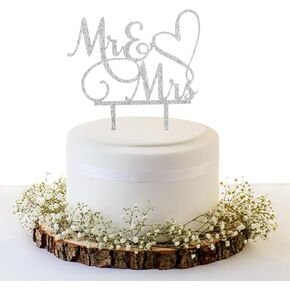 السيد و Mrs Cake Topper ، كعكة الزفاف Toppers العروس والعريس ، زينة كعك الزفاف ، الذهب الاكريليك Topper للتسرب ، المشاركة ، الذكرى السنوية (الفضة)