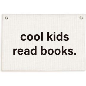 Cool Kids Read Books Banner, Reading Corner Decor for Classroom Flags Banner, Read Sign Wall Hanging Banner Flag Decor for Reading Nook,30x20 Inch