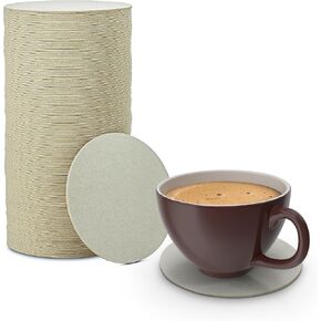MT Products 4" Blank Off-White Heavyweight Round Paper Coasters for Drinks Absorbent Disposable - 2mm Blank Paper Coasters for Your Beverages (Pack of 100) - Made in The USA