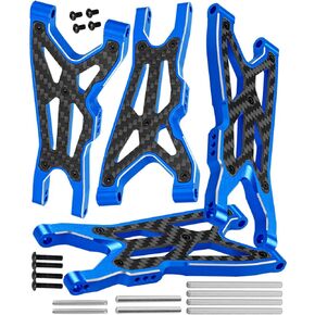 RC Aluminium Carbon Carbon Fiber Pront Swing Arms ترقيات أجزاء لـ 1/8 Typhon 3S BLX 4x4،1/10 BIG ROCK 3S BLX V3 ، قفزات ذراع التعليق السفلى ، الأحمر (الجزء:#AR330543#AR330540)