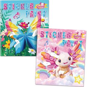 2PCS CutteeyFyry Paint by Number Sticker Book Travel Activities for Girls Kids - Road Trip & Airplane Toys, Birthday Present, Classroom Gifts, Travel Essentials for Toddlers & Long Car Rides