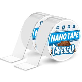 Nano Tape Double Sided Tape Heavy Duty 2" x 9.8Ft, Reusable Strong Mounting Tape, Clear Gel Wall Sticky Adhesive Strips, Traceless, Washable for Hanging Picture, Poster, Carpet Fixed, 2Rolls