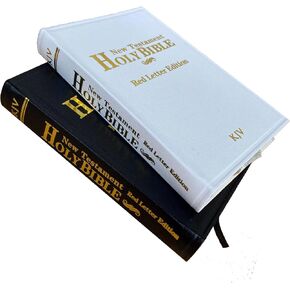 KJV Holy Bibles ، حجم الجيب عهد جديد ، غطاء جلدي ، مجموعة من 2 ، أسود+أبيض