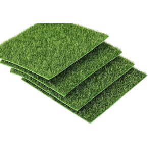 I-MART 6X6 inches Fake Grass for Dollhouse Miniatures Garden, Artificial Grass for Crafts Decoration, Mini House Sum Lawn Ornaments (Pack of 4)