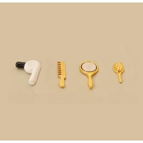 4Pcs Miniature Comb Hair Dryer Mirror Makeup Set /12 Dollhouse Decorations Hair Dryer Dollhouse Mirror Miniature Bathroom Accessory Furniture
