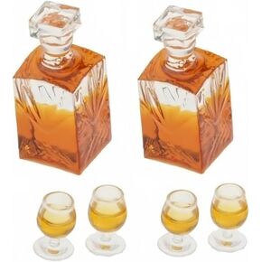 6-Piece 1:12 Scale Dollhouse Miniature Wine and Whiskey Bottle Set, Miniature Accessories Whiskey Wine Bottle Bar Model Convenient and Nice Decorations, Dollhouse Accessories