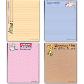 Funny Cat Theme Pads - Assortment #2-4 Assorted Kitty Note Pads - Cat Gifts for cat Lovers