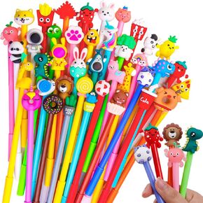 LUYI 40 PCS 40 أنماط لطيفة هلام كاريكاتير جل الأسود أقلام الحبر ، والمرح kawaii بارد بارد أكسيد كتابة أقلام كيد للأطفال هدايا المنزل