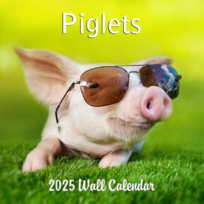 2025 Piglets التقويم الجدار الشهري | 12 "× 24" | ورقة قوية سميكة | تقويم الحيوانات اللطيفة 2024-2025