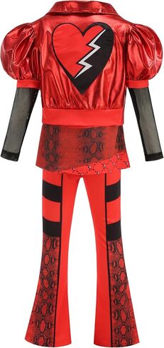 Girl Rise of Red Costume Heart Jacket Shirt Flare Pants Wig Necklace Gloves Bag Halloween Cosplay 7PCS Set 3-12Y in Saudi Arabia