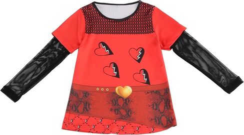 Girl Rise of Red Costume Heart Jacket Shirt Flare Pants Wig Necklace Gloves Bag Halloween Cosplay 7PCS Set 3-12Y in Saudi Arabia