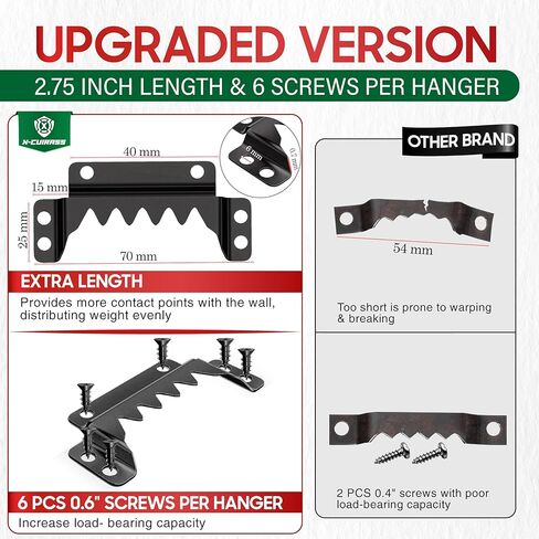 [Premium] 25 Pack 70mm Sawtooth Picture Hangers with 0.6" Screws, Heavy-Duty Steel,300LBS Load-Bearing Capacity,Picture Hanging for Wall Mounting of Artwork, Wooden Frames,Home Decoration(Black) in Kuwait