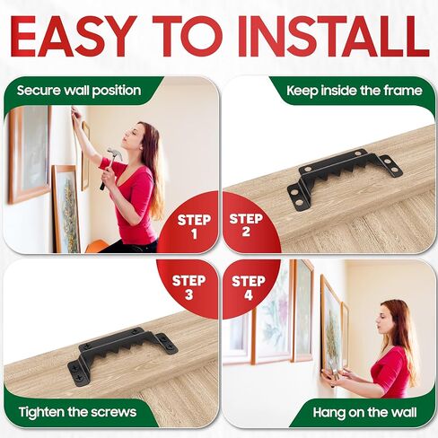 [Premium] 25 Pack 70mm Sawtooth Picture Hangers with 0.6" Screws, Heavy-Duty Steel,300LBS Load-Bearing Capacity,Picture Hanging for Wall Mounting of Artwork, Wooden Frames,Home Decoration(Black) in Kuwait