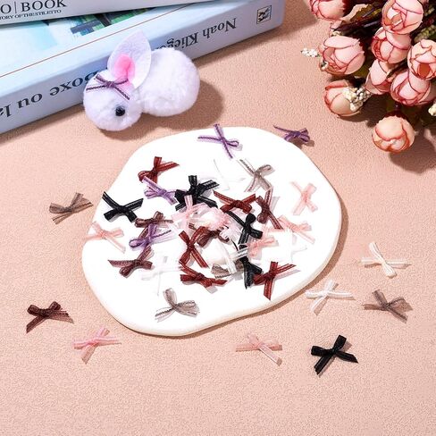 100 PCS Mini Satin Ribbon Dows ، أقواس وردية صغيرة ، أقواس الشريط الديكور ، أقواس Toff Twist لإكسسوارات الشعر ، الحرف اليدوية للخياطة ، الأزياء ، ديكور الحذاء الحزبية الحلي. in Kuwait