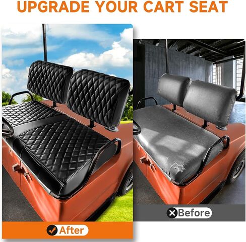 Club Car DS Pre-2000 Seat Covers, Golf Cart Seat Covers for Club Car DS 1982-2000 Front Seats, Enhanced/Comfortable/Breathable Vinyl Leather, Waterproof and Non-slip, 2 Convenient Pockets in Kuwait