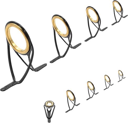 Litoexpe 9 Pieces Fishing Rod Repair Kit, Double Legs Fishing Rod Guides Rings, Stainless Steel Rod Top Tips Replacement Ceramic Guide Rod Eyelet (Silver, Black) in Saudi Arabia